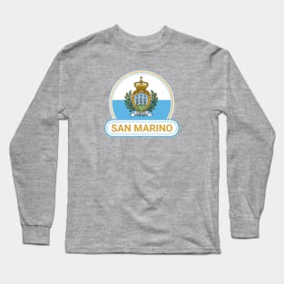 San Marino Country Badge - San Marino Flag Long Sleeve T-Shirt